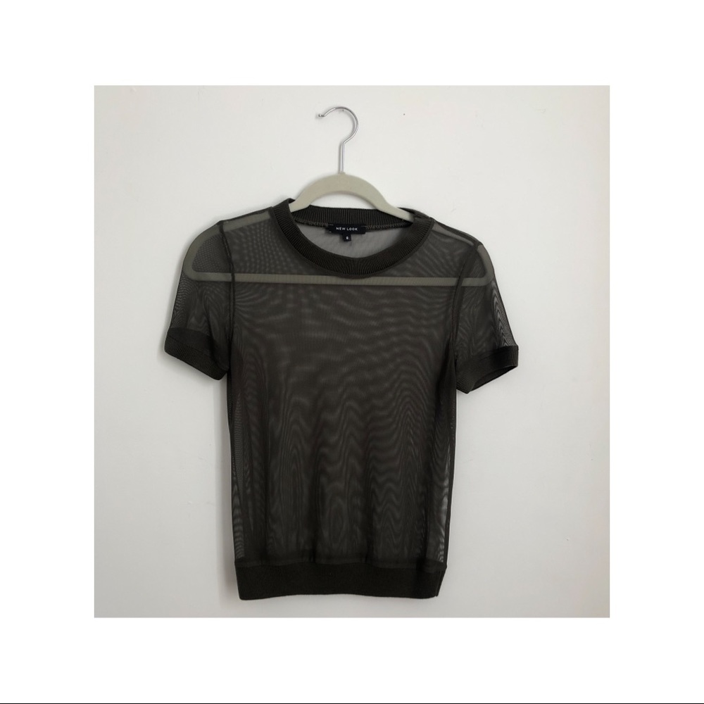Olive mesh top